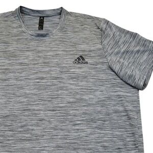 Adidas Aeroready Mens 2XL Moisture Wicking Tee T-Shirt Gray‎ Heathered Athletic